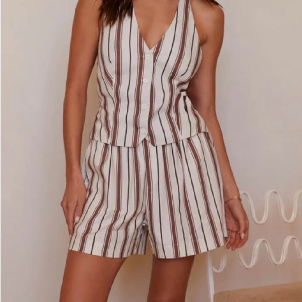 Peppermayo Beige and Brown Striped Set